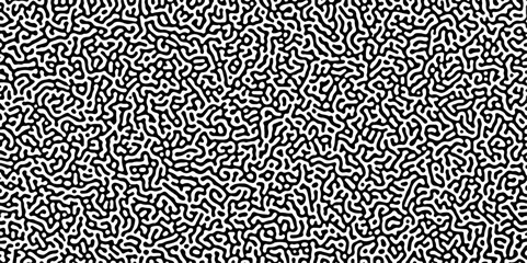Abstract Turing organic wallpaper with background. Turing reaction diffusion monochrome seamless pattern with chaotic motion. Natural seamless line pattern.