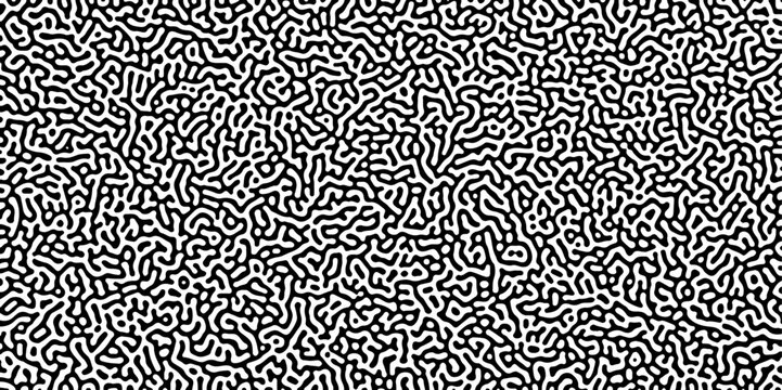 802Abstract Turing organic wallpaper with background. Turing reaction diffusion monochrome seamless pattern with chaotic motion. Natural seamless line pattern.