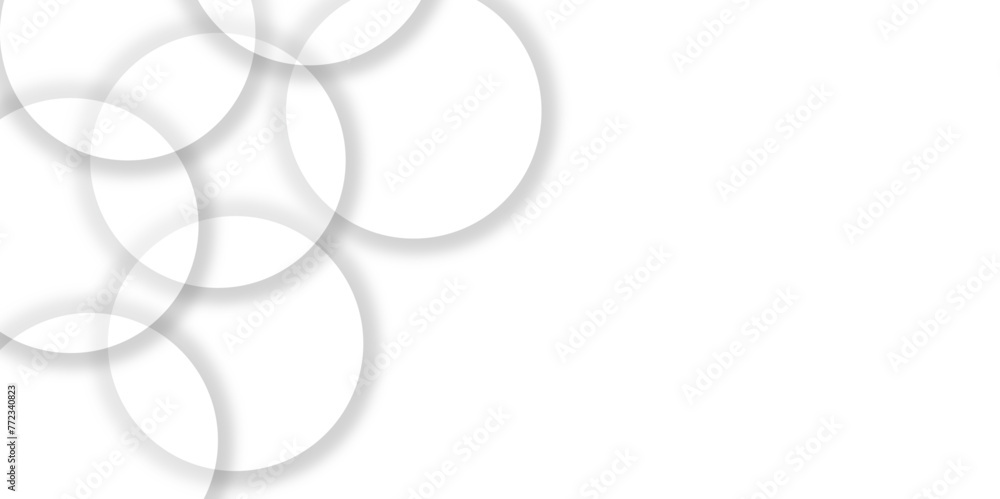 Poster abstract white geometric overlapping circle background with shadow. vector circles template vector d