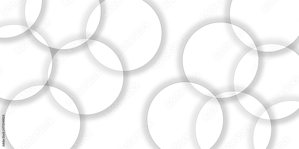 Poster abstract white geometric overlapping circle background with shadow. vector circles template vector d