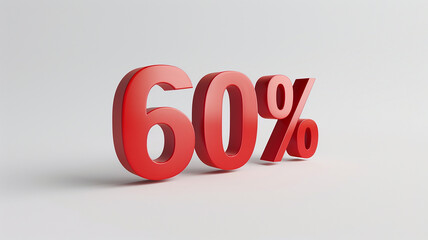 3d rendering of a discount symbol red on a white background