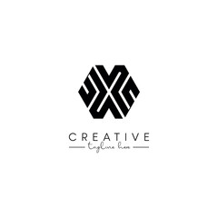 Creative unique letter X initial based stylish hexagon logo design.