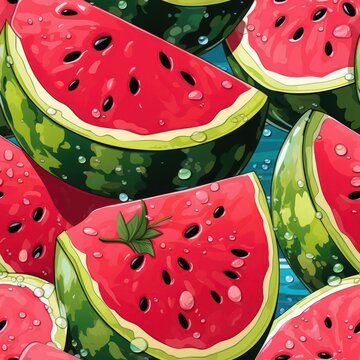 seamless pop art pattern showcasing the artistic allure of vibrant watermelons