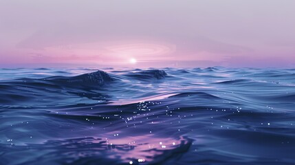 Tranquil Twilight Ocean Waves Under Soft Pink Sky - Serene Nature Background - obrazy, fototapety, plakaty