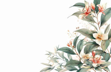 Fototapeta na wymiar Floral border, illustration, decoration, summer, pattern
