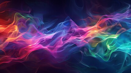 A visually striking abstract texture with flowing waves in neon colors, creating a sense of movement and fluidity.