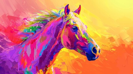 Colorful abstract artwork depicting a horse in the style of Fauvism created using AI technology.