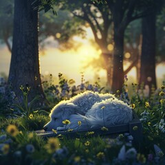 Dogs final bed a grave carved with care signifies a silent farewell to a furry friend