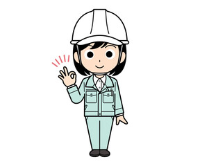 OKしている現場監督の女性