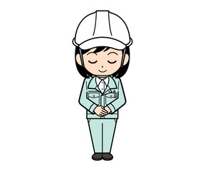 お辞儀をする現場監督の女性
