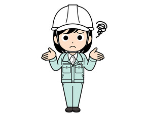 困惑する現場監督の女性