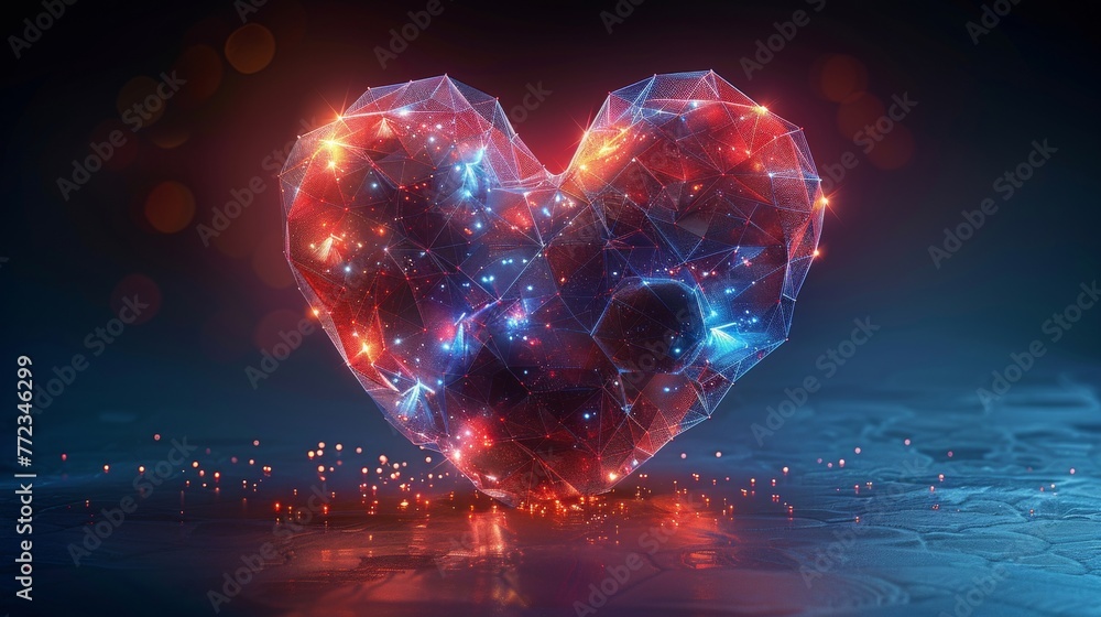 Poster i love you with all my heart. happy valentine's day card. modern 3d graphic concept. abstract geomet