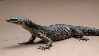 A Monitor Lizard With Its Claws Extended Ready To  2
