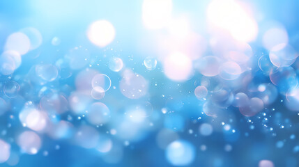 Abstract blurred soft blue beautiful glowing glitter bokeh