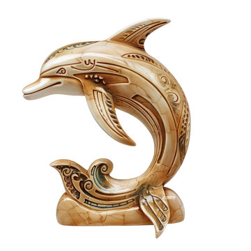 Dolphin of Greek Art objsect iolate on transparent png.
