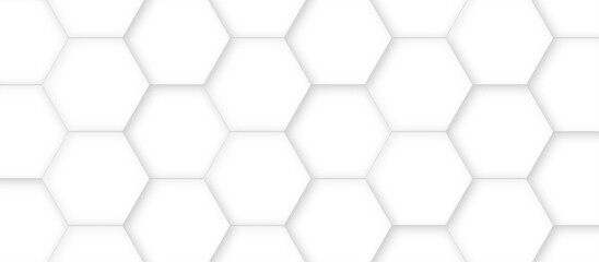 3d hexagonal structure futuristic white background and embossed hexagon abstract with hexagon background. honeycomb hexagonal background. Hexagon shape, white, shiny black. hexagon pattern shape. - obrazy, fototapety, plakaty
