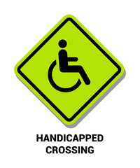 HANDICAPPED CROSSING SIGN , Pedestrian and Bicycle Signs US ROAD SYMBOL SIGN MUTCD