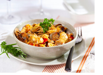 Cataplana, fish and clam stew typical of Portugal...