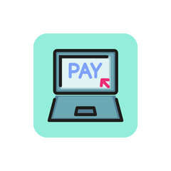 Icon of online payment. Service, credit, retail. Online shopping concept. Can be used for topics like banking, consumerism, e-commerce