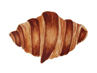 Watercolor french croissant isolater on white background. Watercolor baking.