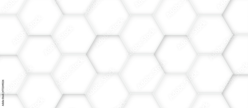 Poster 3d hexagonal structure futuristic white background and embossed hexagon abstract with hexagon backgr