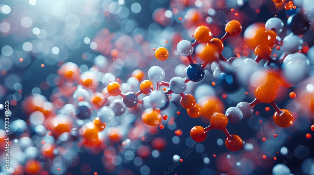 Aufkleber a colorful image of many small spheres, some of which are orange and some are blue. the image has a 