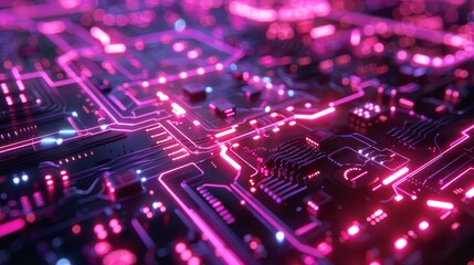 Obraz premium A computer chip with a pink background