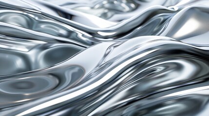 The image is a silver wave that is very shiny and reflective. It has a very smooth and sleek appearance, and it looks like it is made of metal