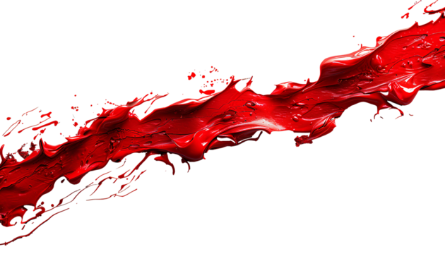 Red paint splash top view PNG. Red paint explosion all over isolated flat lay. Red color splatter PNG