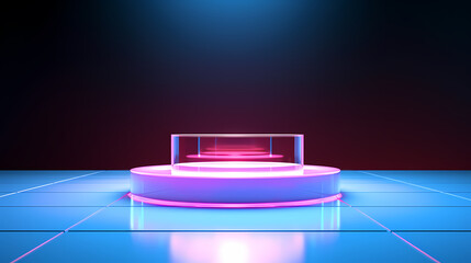 Blank product display stand with neon lights