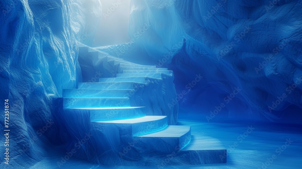 Poster the path to success in a futuristic polygonal style on a blue background.
