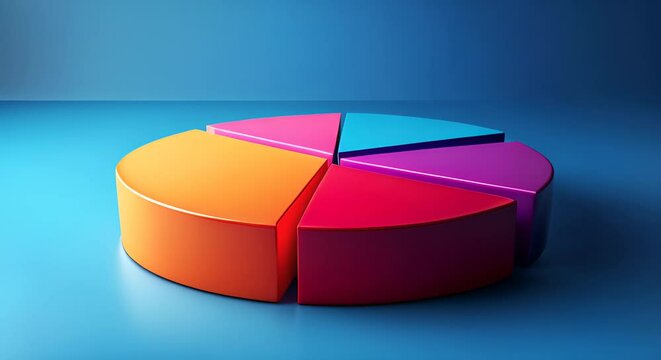 Abstract pie chart with different colors for market share