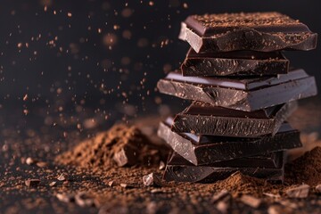 Decadent Dark Chocolate Bars with Cocoa Powder Dusting