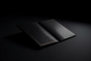 Black leather menu mockup on black background