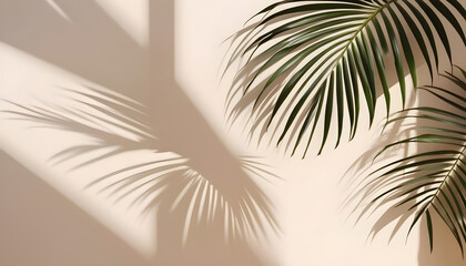 Fototapeta na wymiar Background shadow from palm leaves wall summer spring 5
