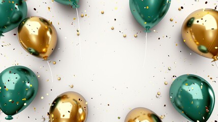 3D golden and green balloons background design