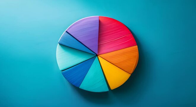 Abstract pie chart with different colors for market share