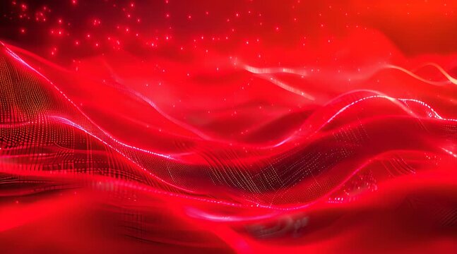 abstract red wave particles in dark background