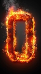 The letter O burning with fire