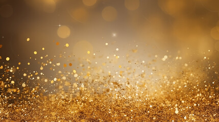 Explosive Golden Glitter on a Dark Background for Festive Designs