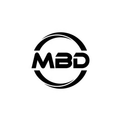 MBD letter logo design in illustration. Vector logo, calligraphy designs for logo, Poster, Invitation, etc.