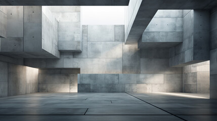 Abstract concrete building background. 3d render, Generate AI