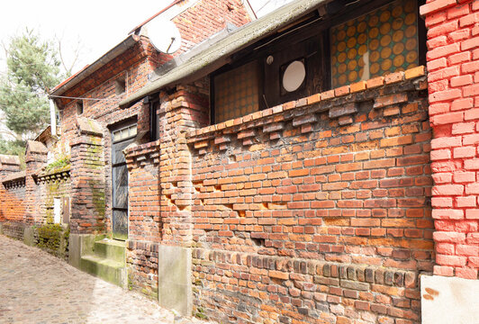 Brick wall, old prussian architecture in Gniezno