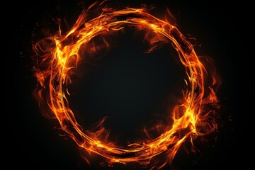 Fiery Fire circle frame ring. Texture glow. Generate Ai