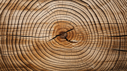 Close-Up View of a Tree Log Cross-Section Showing Growth Rings - obrazy, fototapety, plakaty