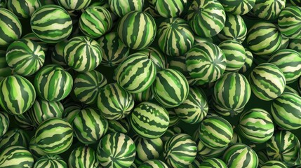 Pile of vibrant watermelons with distinctive stripes, summer freshness and natural patterns,...