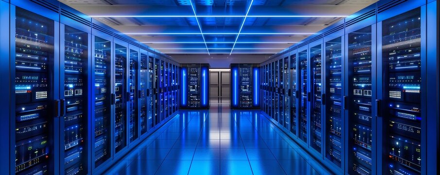 The serene order of a server room where a professional ensures the seamless flow of secured data networks