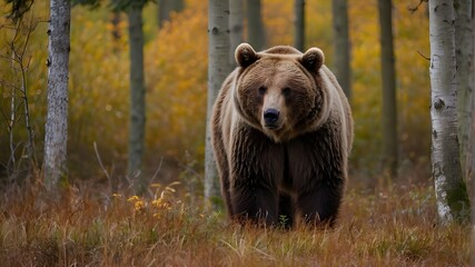 brown bear in the woods,bear in the jungel - obrazy, fototapety, plakaty