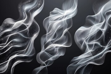 Set of modern elements of air flow over a transparent background. Abstract light effect blowing from an air conditioner, humidifier, or purifier. Dynamic blurred flow motion. - obrazy, fototapety, plakaty