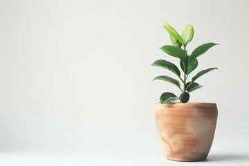 Potted Green Plant on Neutral Background
